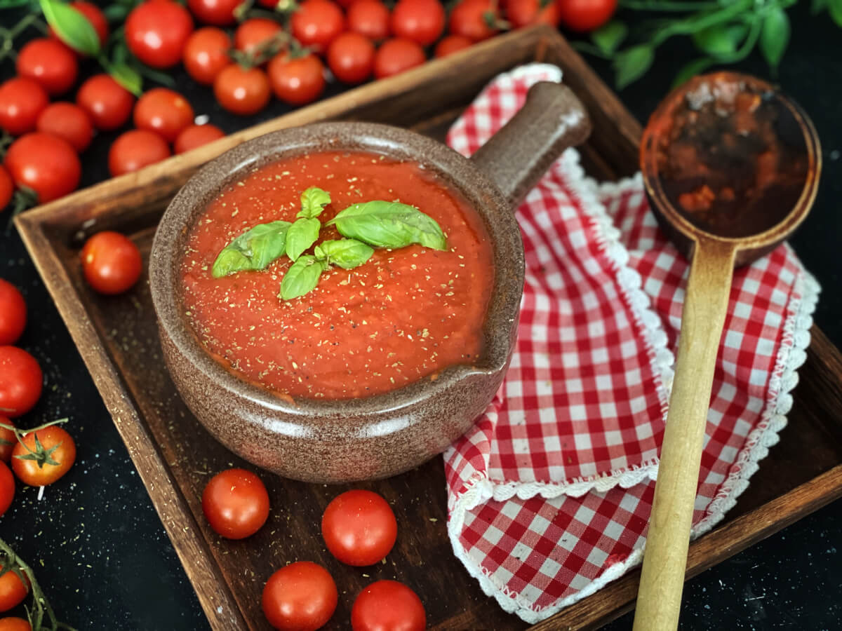 Salsa de tomate casera saludable ¡Ideal para Pizza!